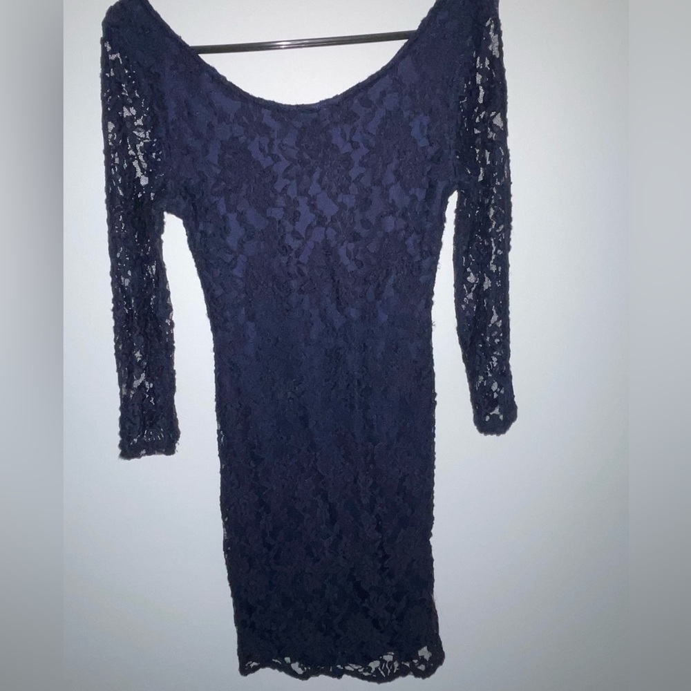Navy blue kids floral lace dress